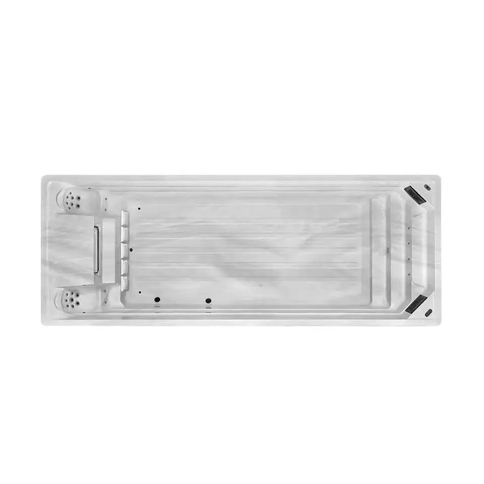 PassionSpa Turbine 8 Grand swim spa – white finish, marble-effect interior, black panels